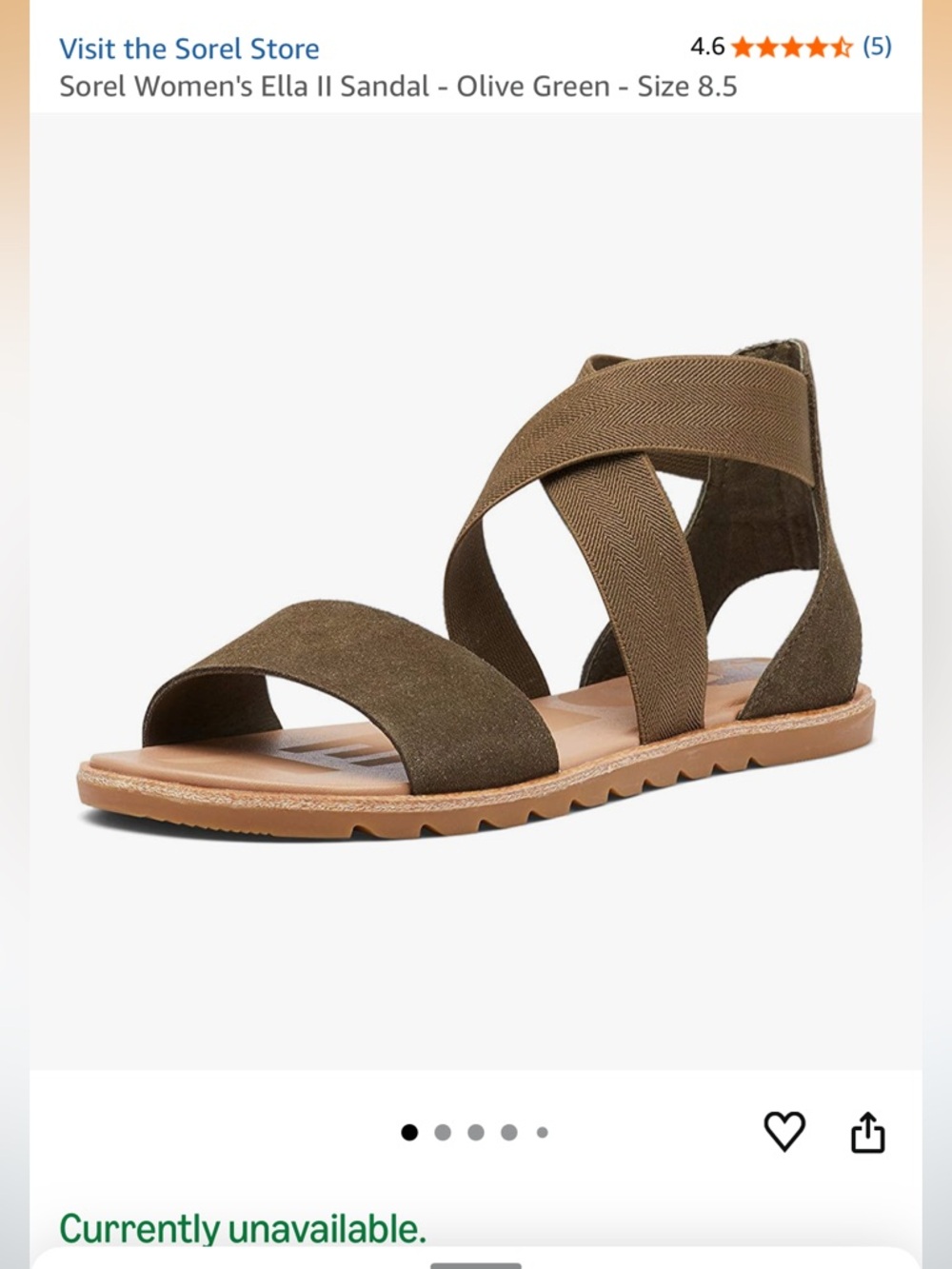 Sorel Women's Ella II Olive Sandal with Crisscross Straps